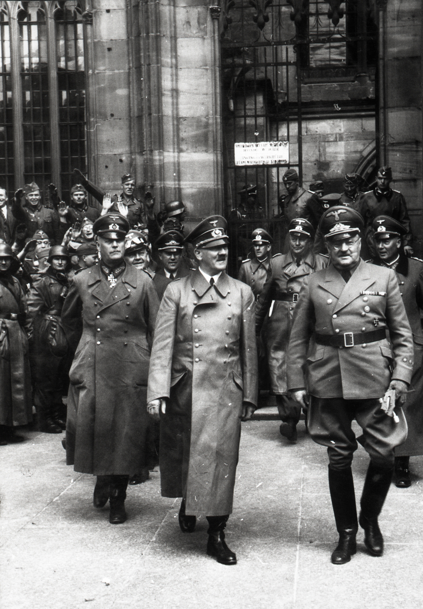 Adolf Hitler visits the Strasbourg cathedral in France, from Eva Braun's albums